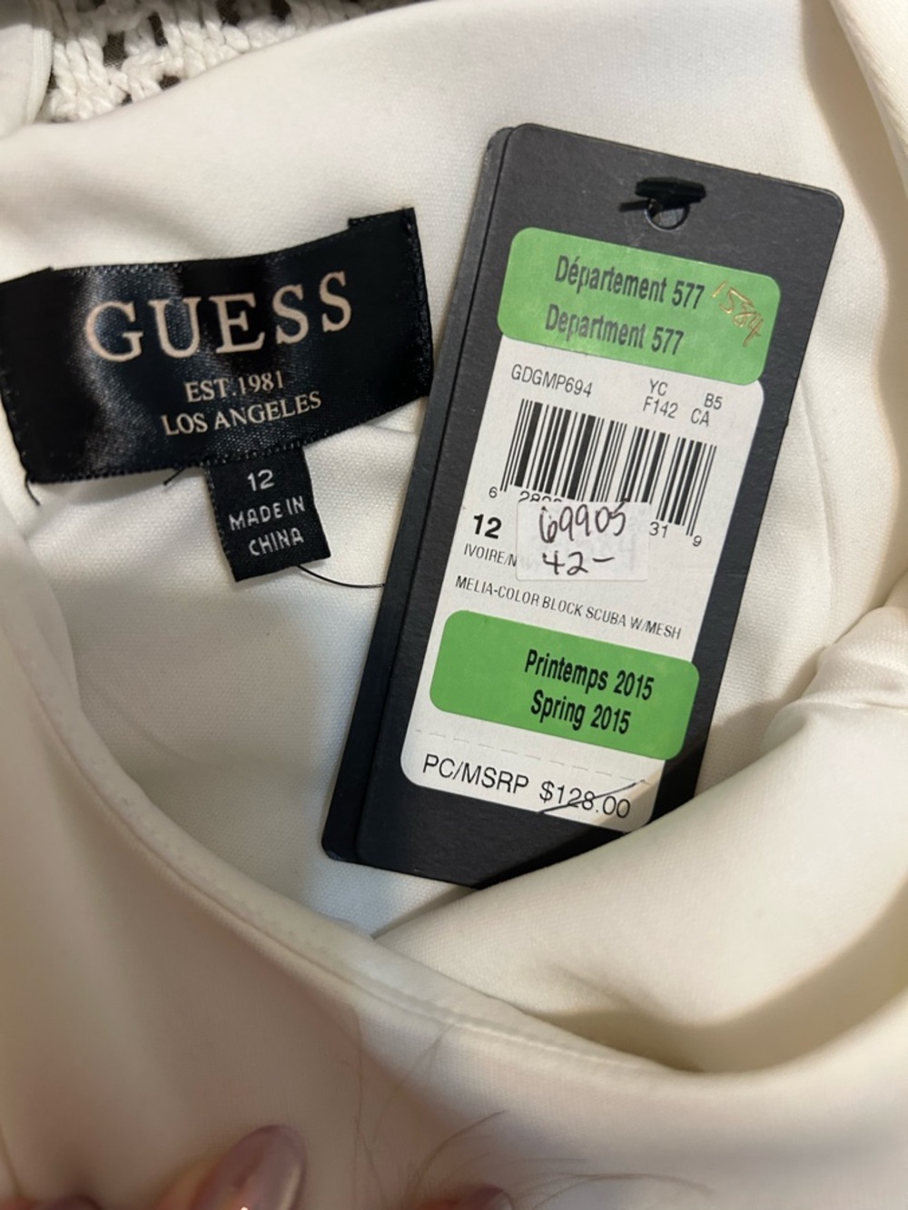 Guess Two-Tone Racerback Sheath Mini Dress in White and Navy Size 12 - Picture 2 of 8